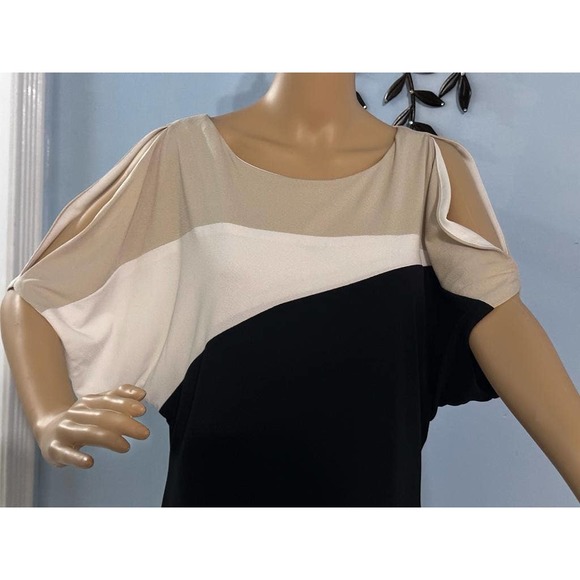 Dressbarn Black & white Baggy Style Women Dress With Cold Sleeves Size 4 - Picture 5 of 11